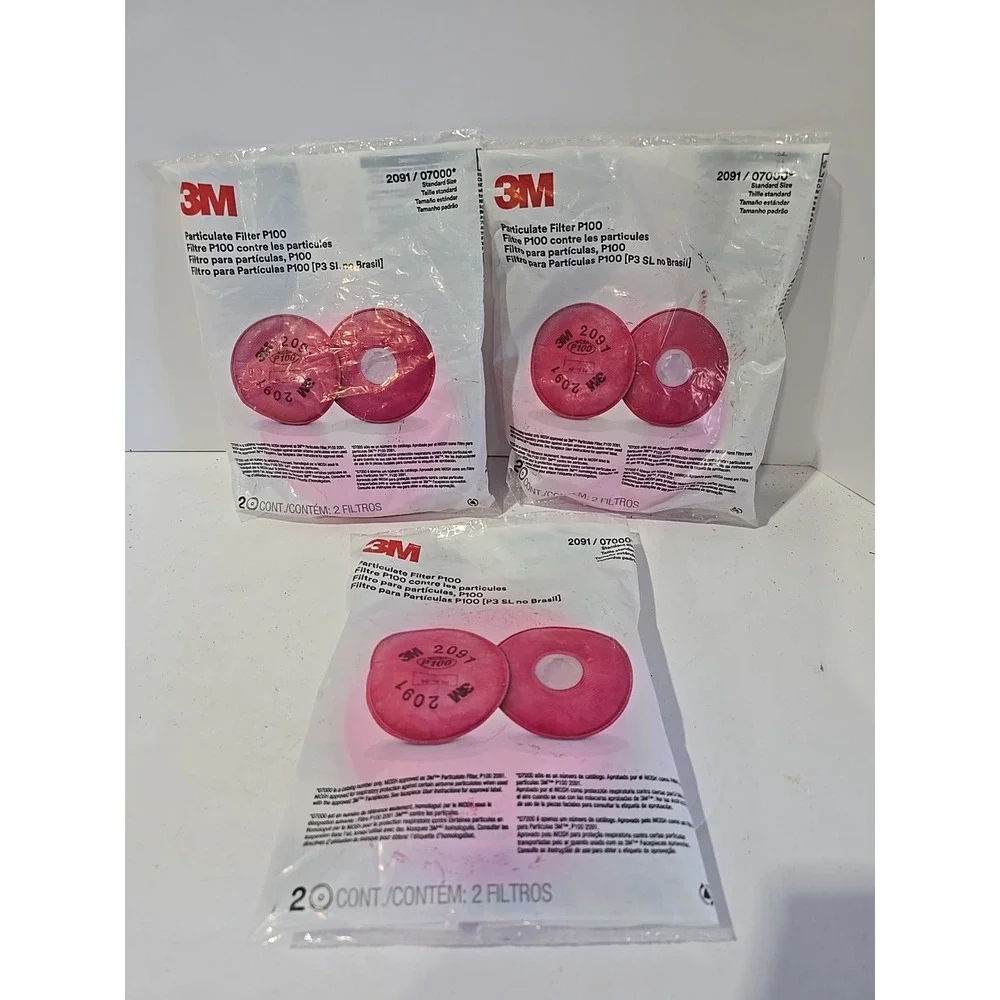 2091 Genuine 3M Respirator Filter Made in USA Particulate Filter P100 X3 Pair